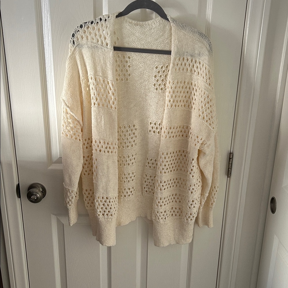 Source Unknown Women’s Magazine Cream Open-Knit Cardigan, Size 3X, NWOT
